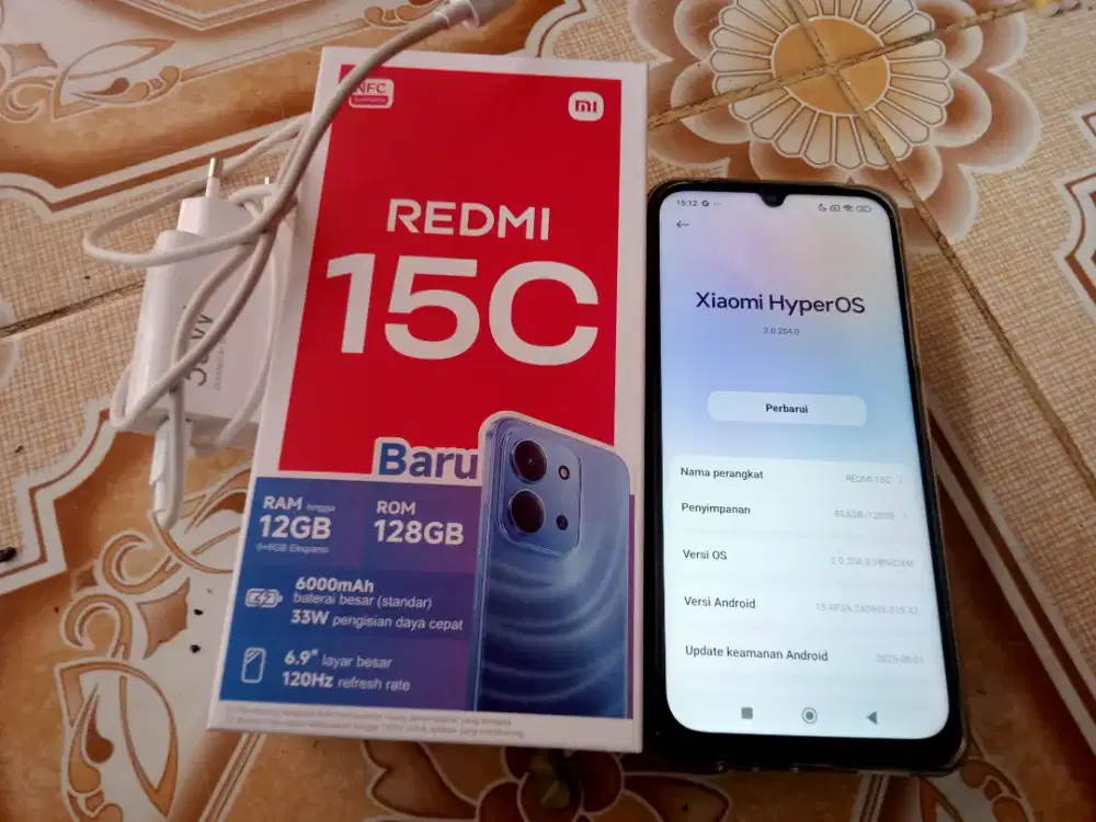 Dijual redmi 15C ram 6 internal 128 fullset mulus baru 2 bulan pakai