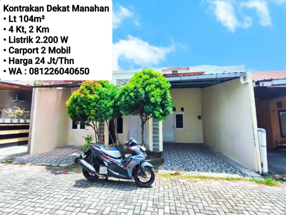 Sewa Rumah Dalam Perumahan Area Dekat Manahan