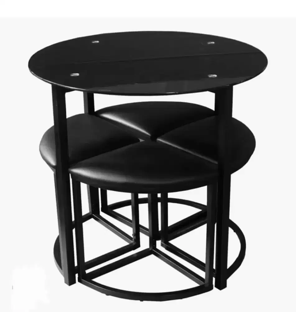 Meja makan kaca bulat minimalis