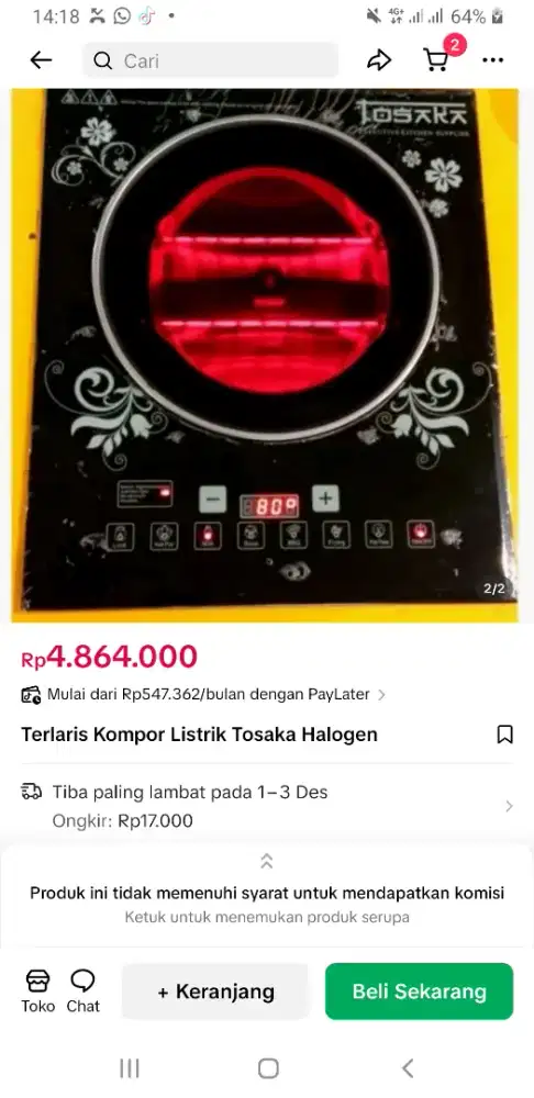 Kompor listrik tosaka japan.