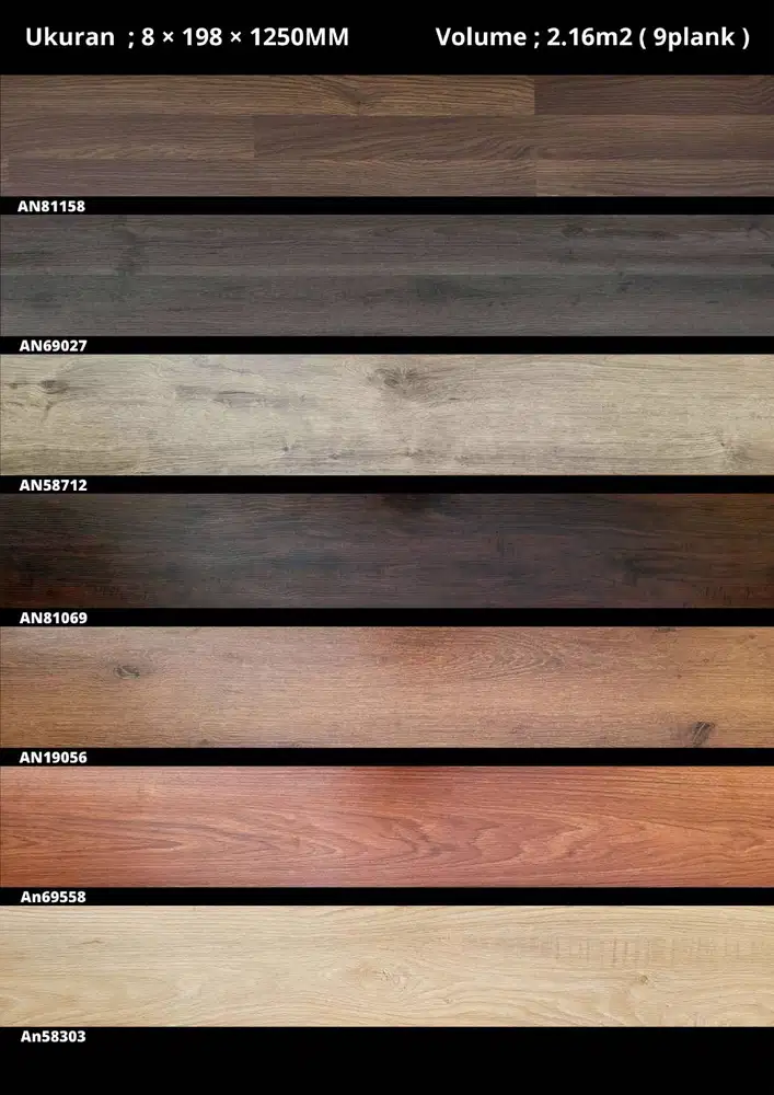 ARNI Laminate Flooring Lantai Kayu Parquet Parkit Parket 8mm Harga Per