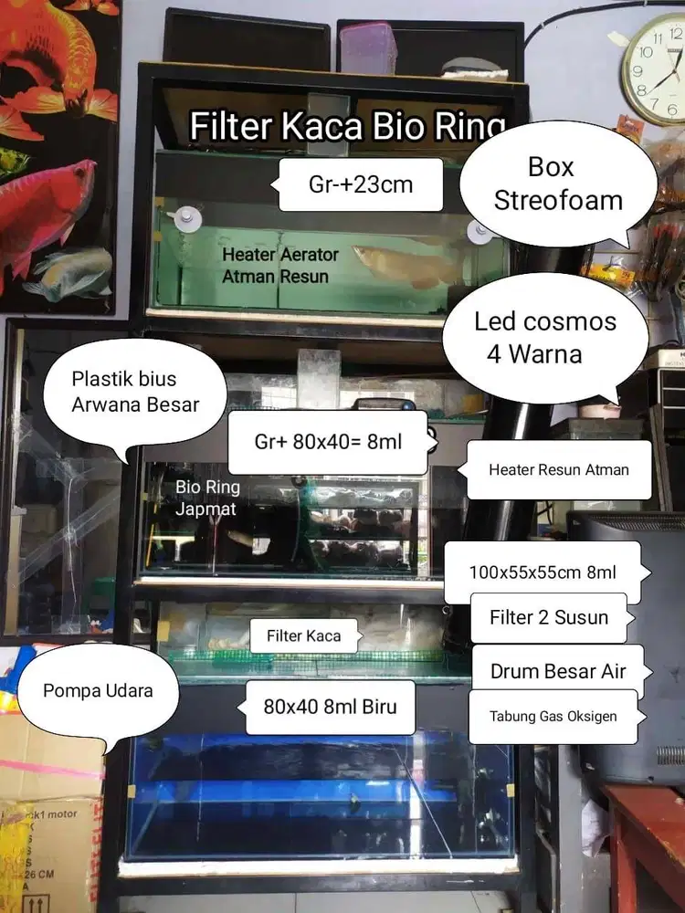Aquarium Lampu Rak Akuarium Resun Atman tabung gas heater