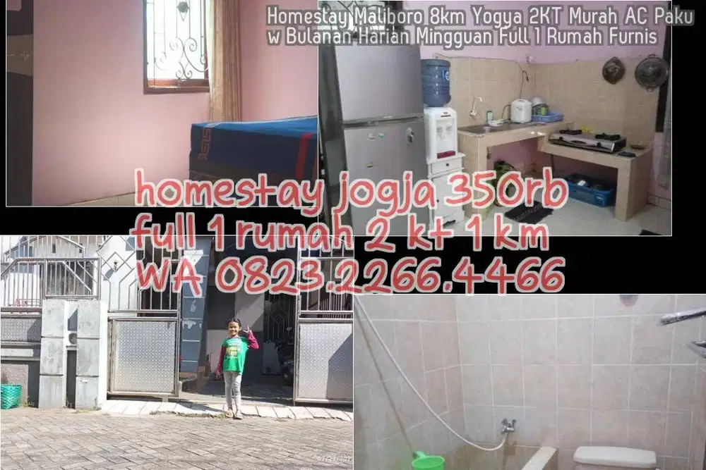Homestay Maliboro 8km Yogya 2KT Murah AC Pakuw Bulanan Harian Mingguan