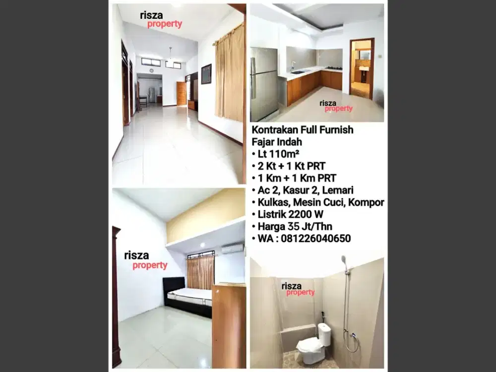 Sewa Rumah Full Furnish Area Fajar Indah, dekat Manahan
