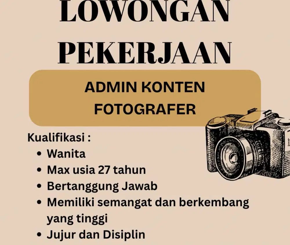 Di cari Karyawan Fotograper