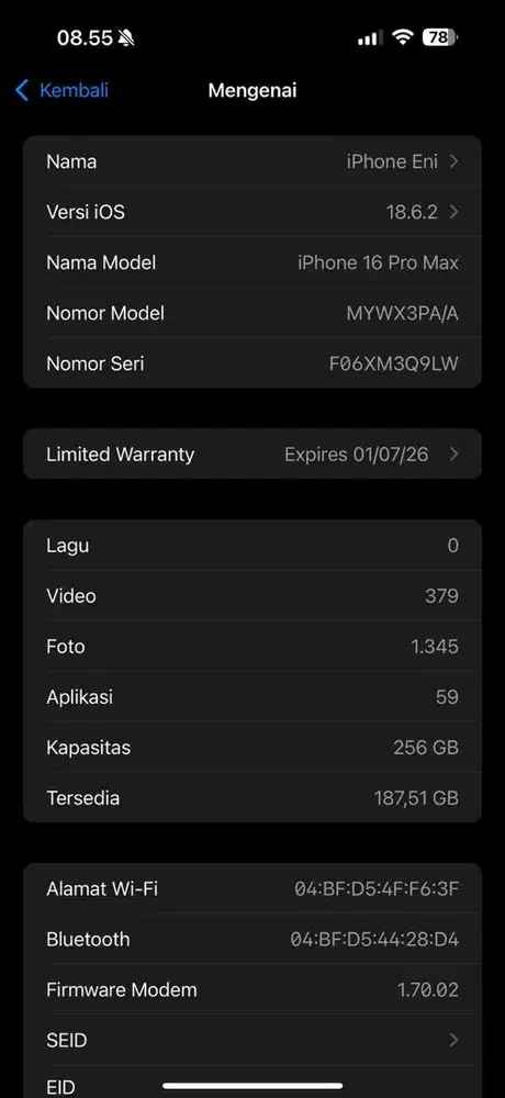 Iphone 16 pro max 256
