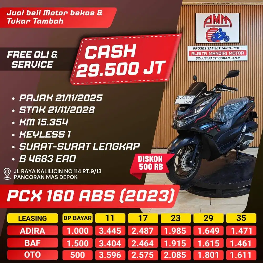 PCX 160 ABS 2023 DP 500 KM LOW CC 0% KREDIVO TOKPED SPAYLATER INDODANA