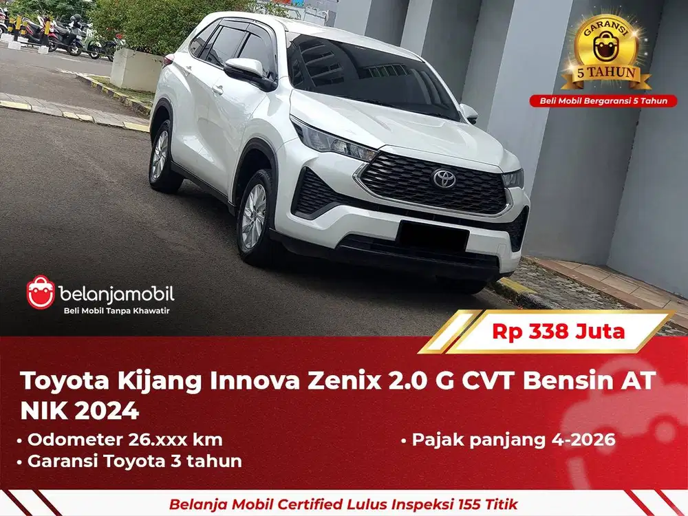 [ GARANSI 5TH ] Toyota Kijang Innova Zenix 2.0 G Bensin AT 2024 2025