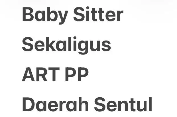 Lowongan Baby Sitter + ART PP