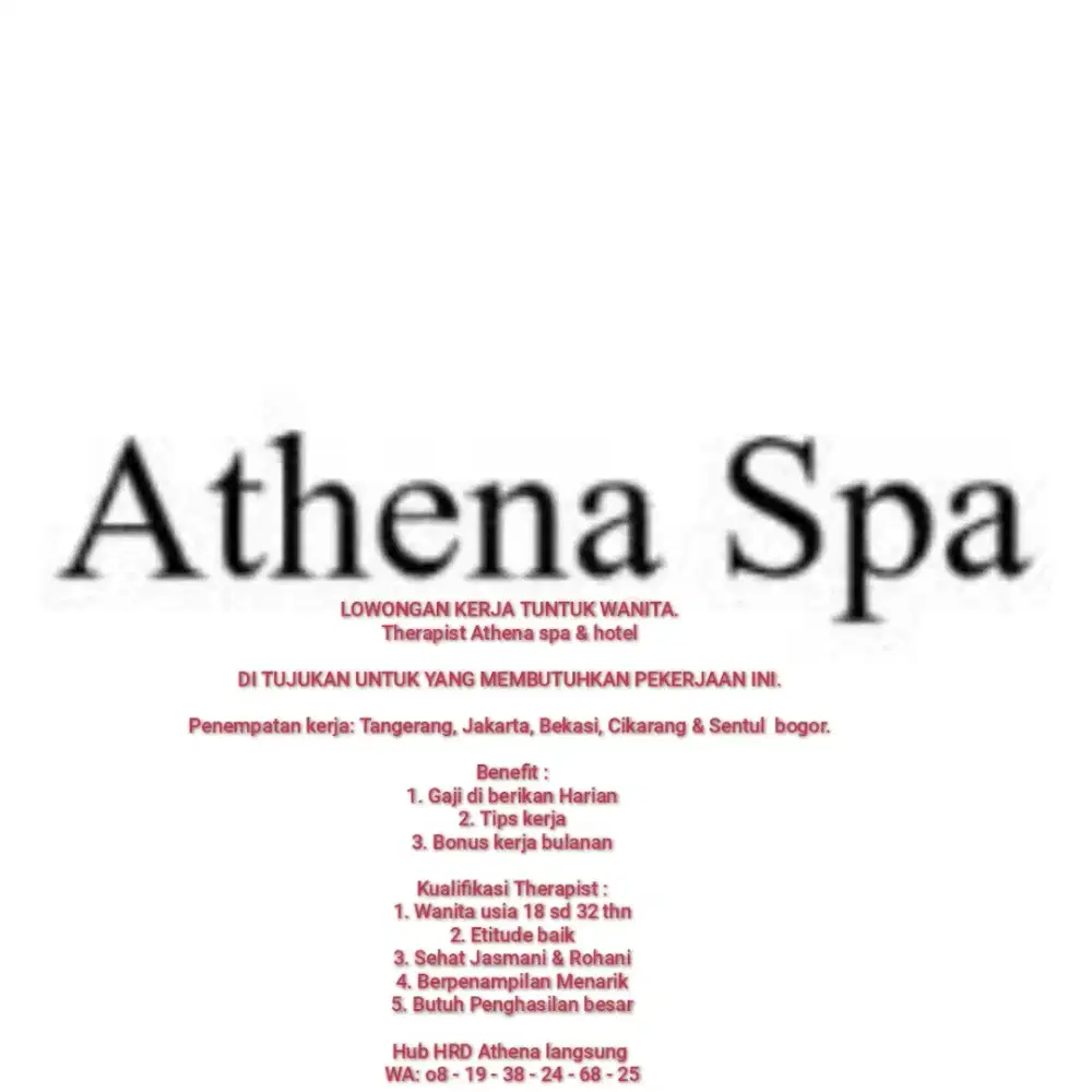 Lowongan Staff Therapist Wanita