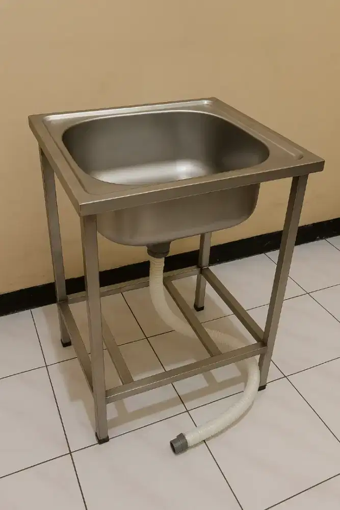 Sink Cuci Piring Stainless Steel Royal + Rangka & Rak Bawah