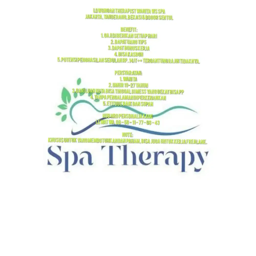 Lowongan tambahan therapist wanita