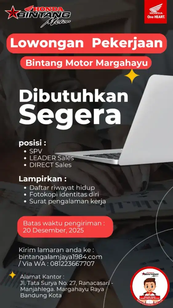 LOWONGAN PEKERJAAN DEALER HONDA