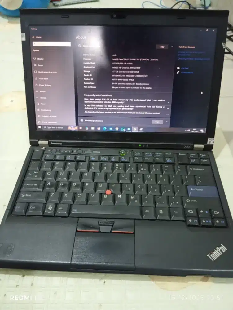 Laptop Lenovo X220