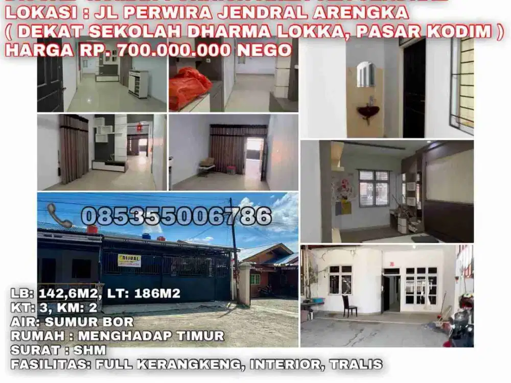 jual rumah lokasi : jln.perwira jendral arengka