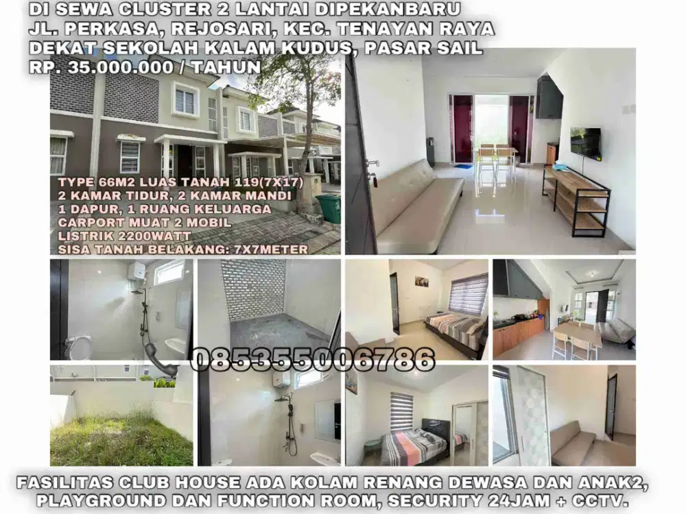 disewakan rumah cluster 2lantai jl.perkasa