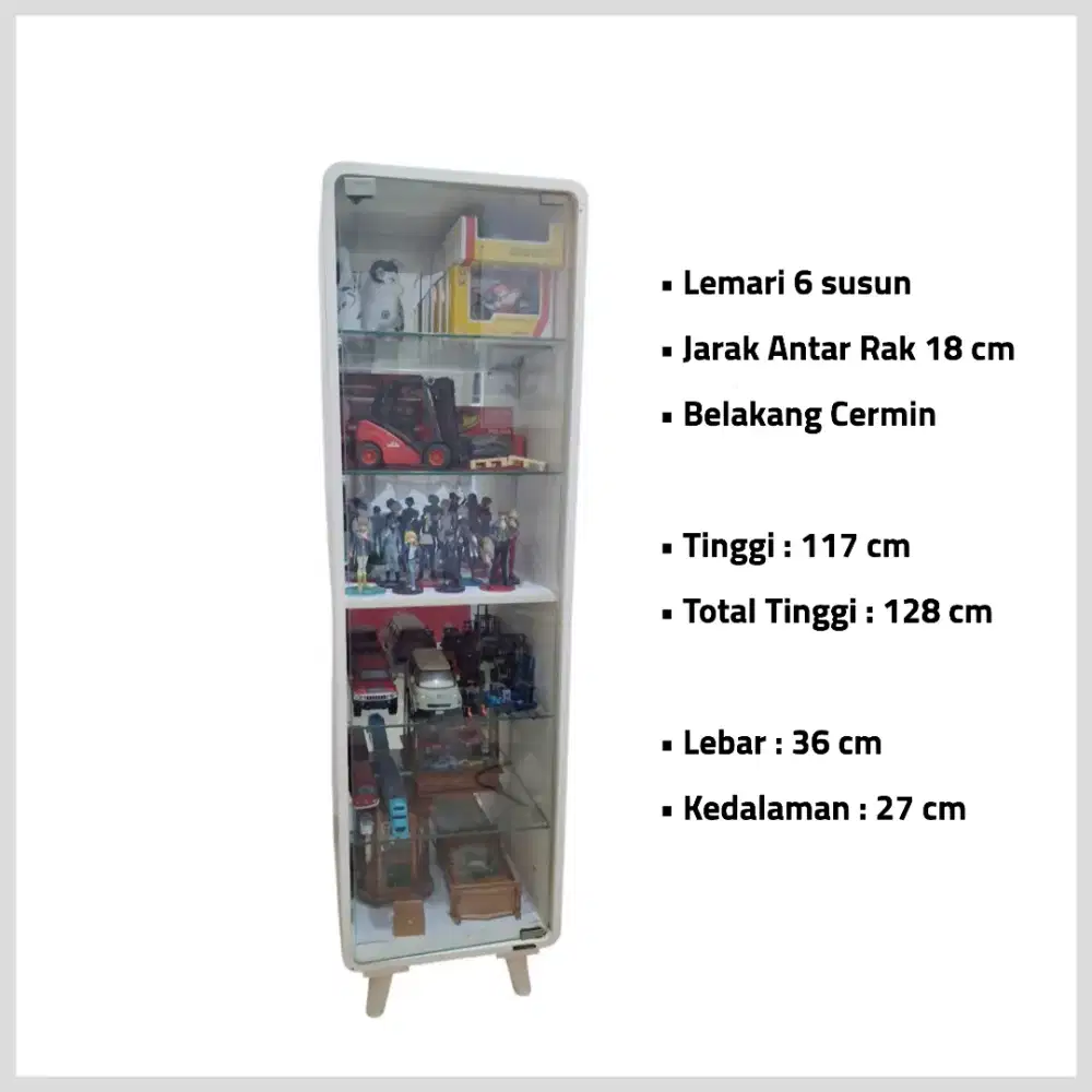 Lemari Rak Pajangan 6 Susun : 128 × 36 × 27 cm
