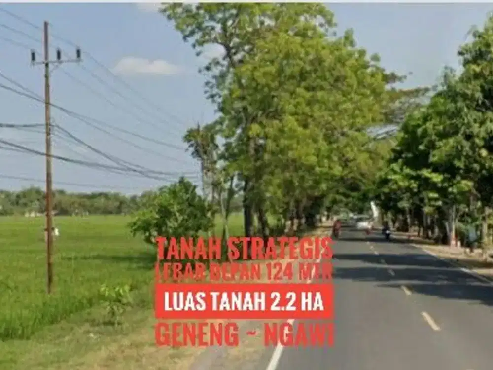 [H] Tanah LD 124 mtr, NOL Jalan Raya Propinsi Madiun-NGAWI, Lokasi Strategiss