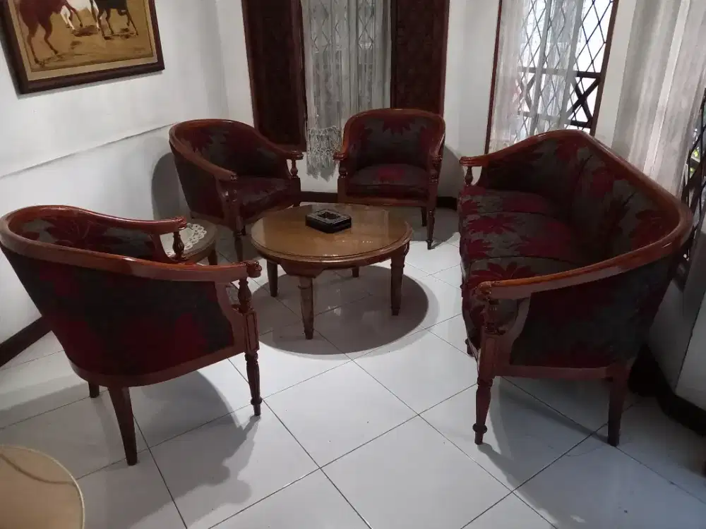 JUAL CEPAT KURSI + MEJA TAMU JATI