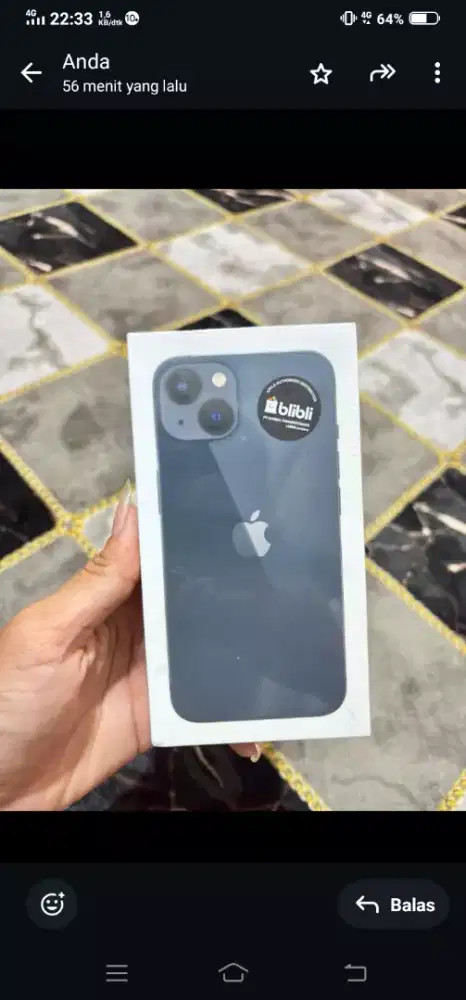 iPhone 13, RAM 128. Warna Hitam dan masih di segel