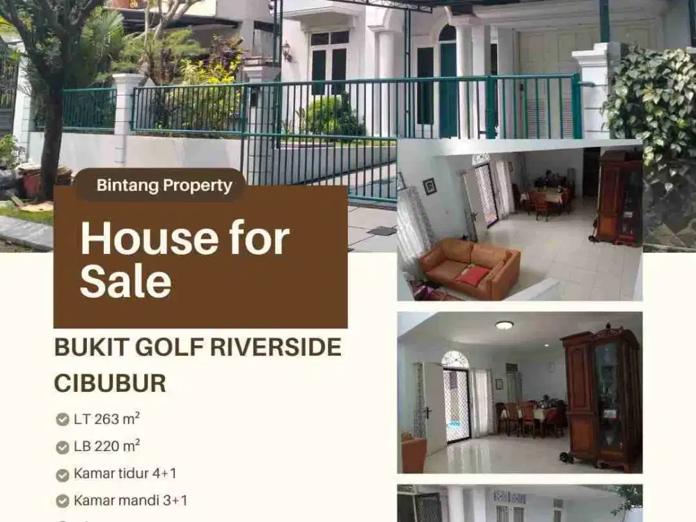 DIJUAL RUMAH DI BUKIT GOLF RIVERSIDE CIBUBUR AKSES TOL CIMANGGIS