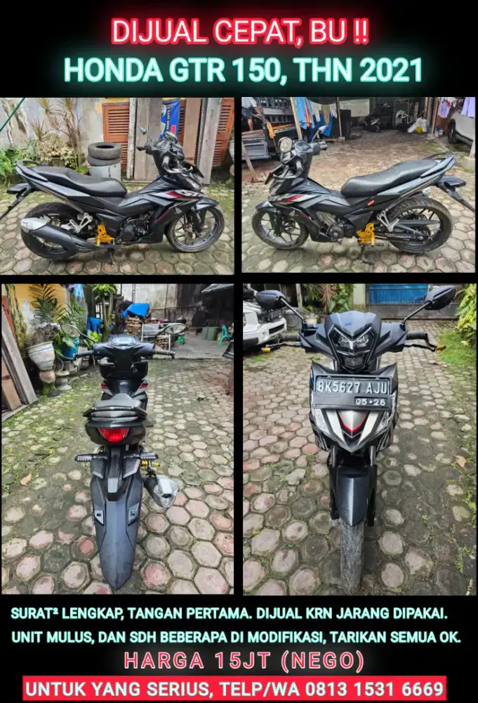 JUAL MOTOR HONDA GTR 150, THN 2021