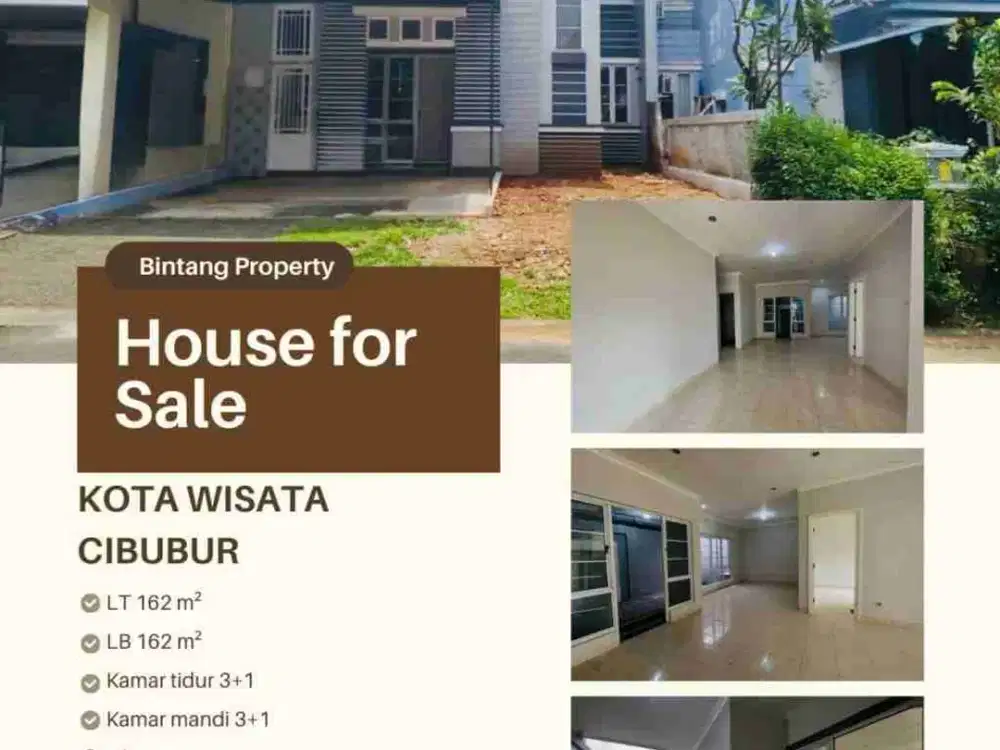 DIJUAL RUMAH DI KOTA WISATA CIBUBUR AKSES TOL NAGRAK