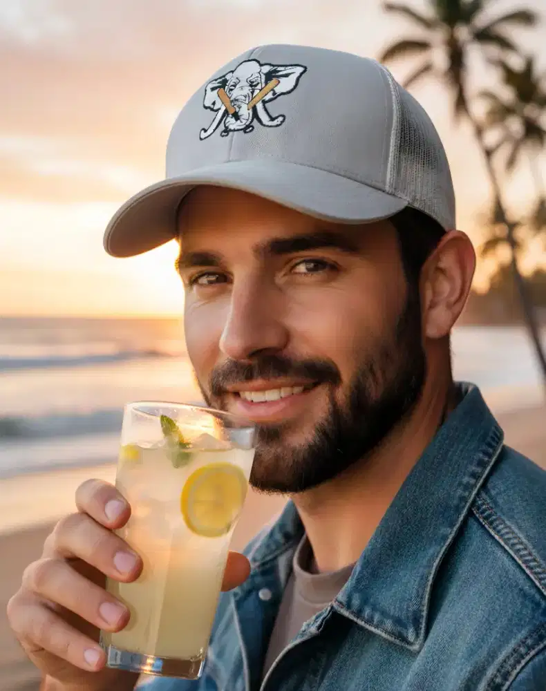 Topi Trucker Logo Gajah Lucu Outdoor Cap Original Second Warna Abu-abu