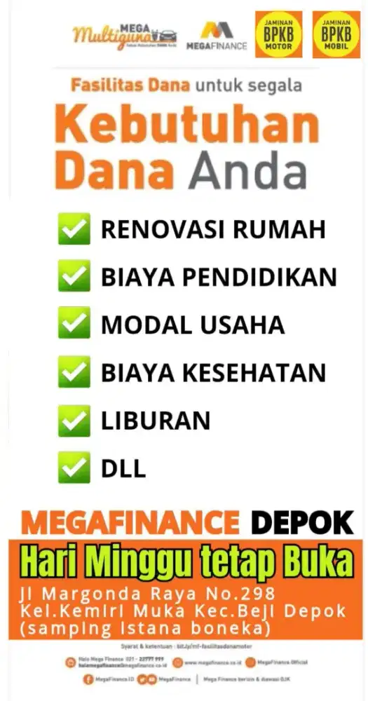 Dana Tunai Jaminan BPKB Motor & Mobil