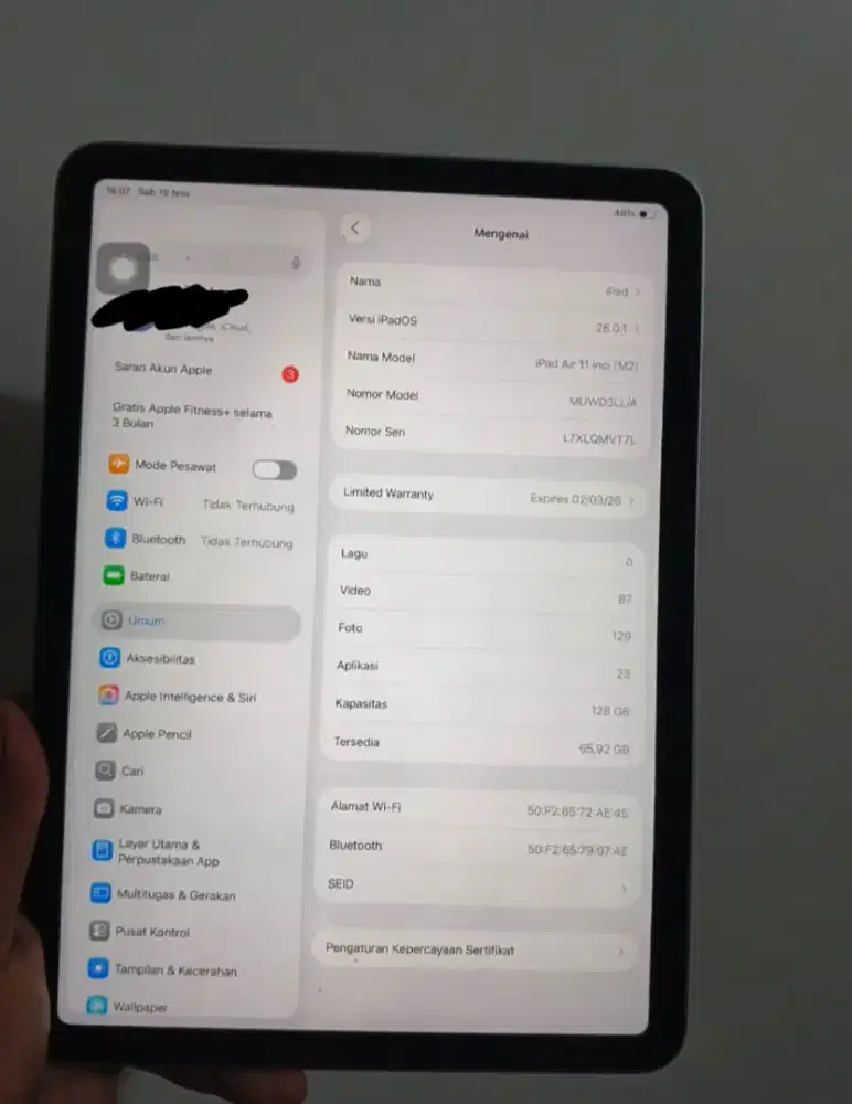 iPad air 6 m2 second inter 128GB
