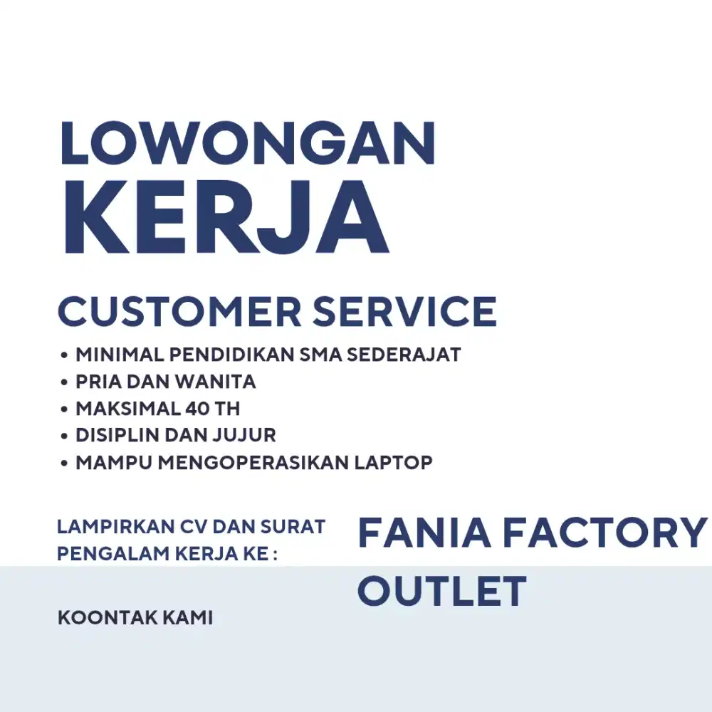 lowowngan kerja fania catory outlet