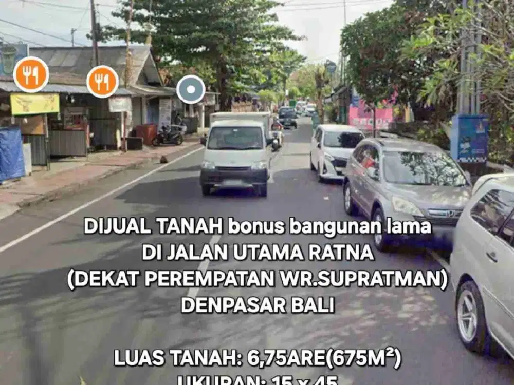 jual tanah 675m2 bonus rumah di jalan ratna denpasar