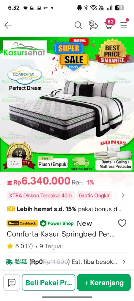 Comforta springbed 160cm + divan headboard venesia