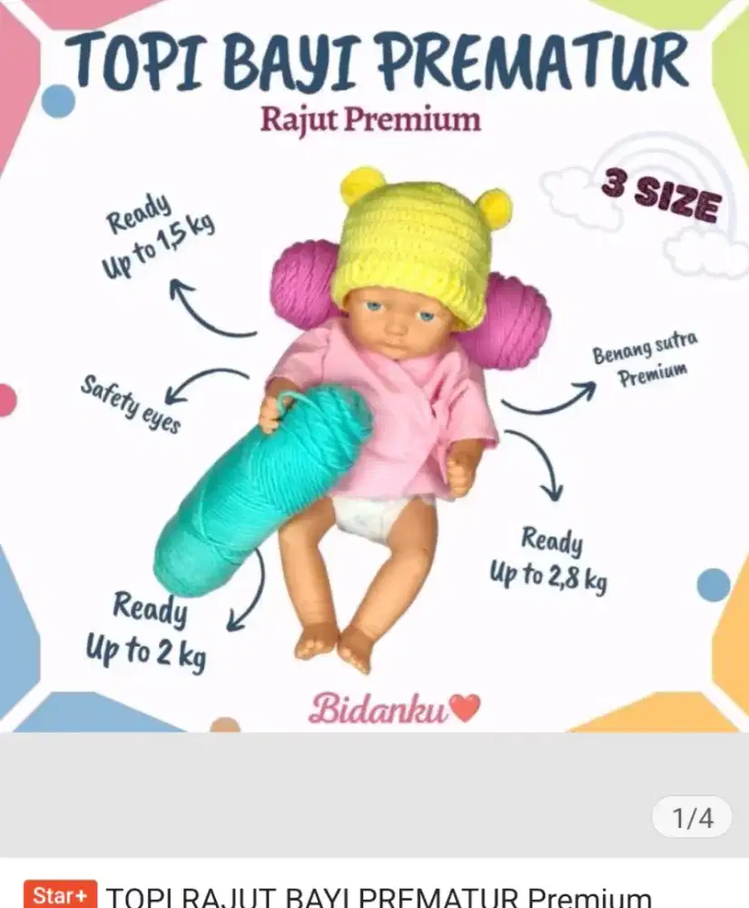 Topi Rajut bagi Prematur Premium