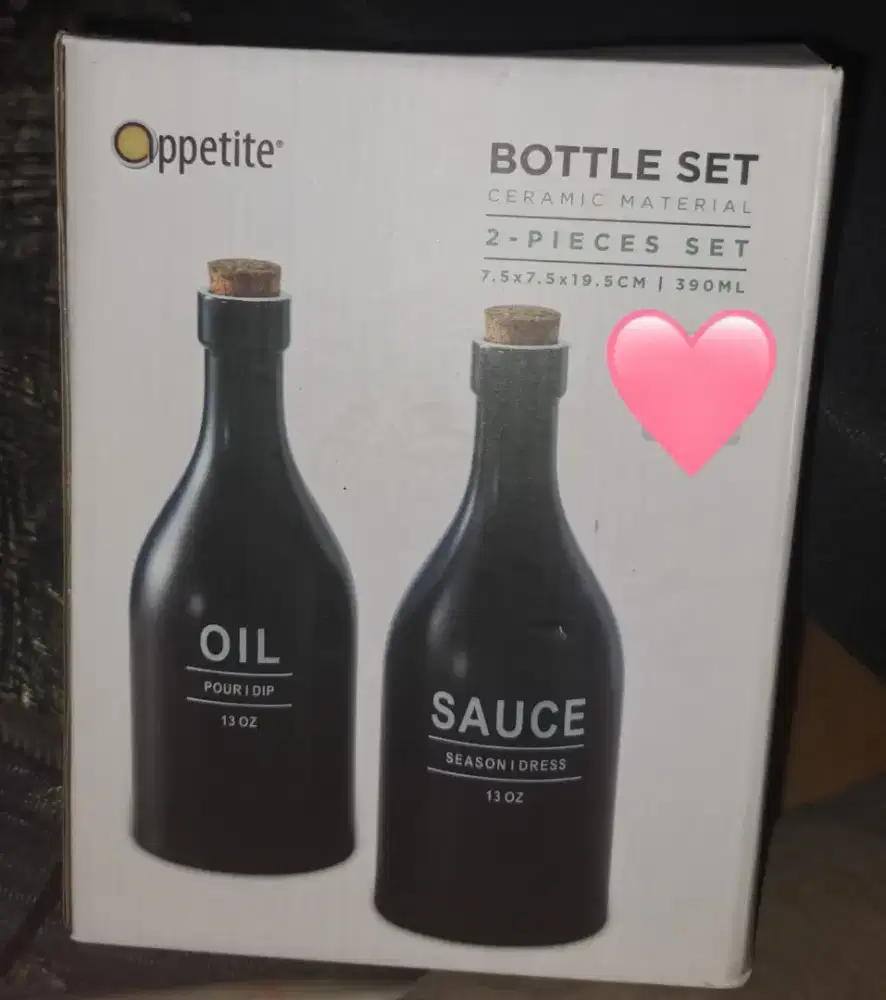 Appetite Set 2 Pcs Naevi Botol Minyak dan Saus - Hitam