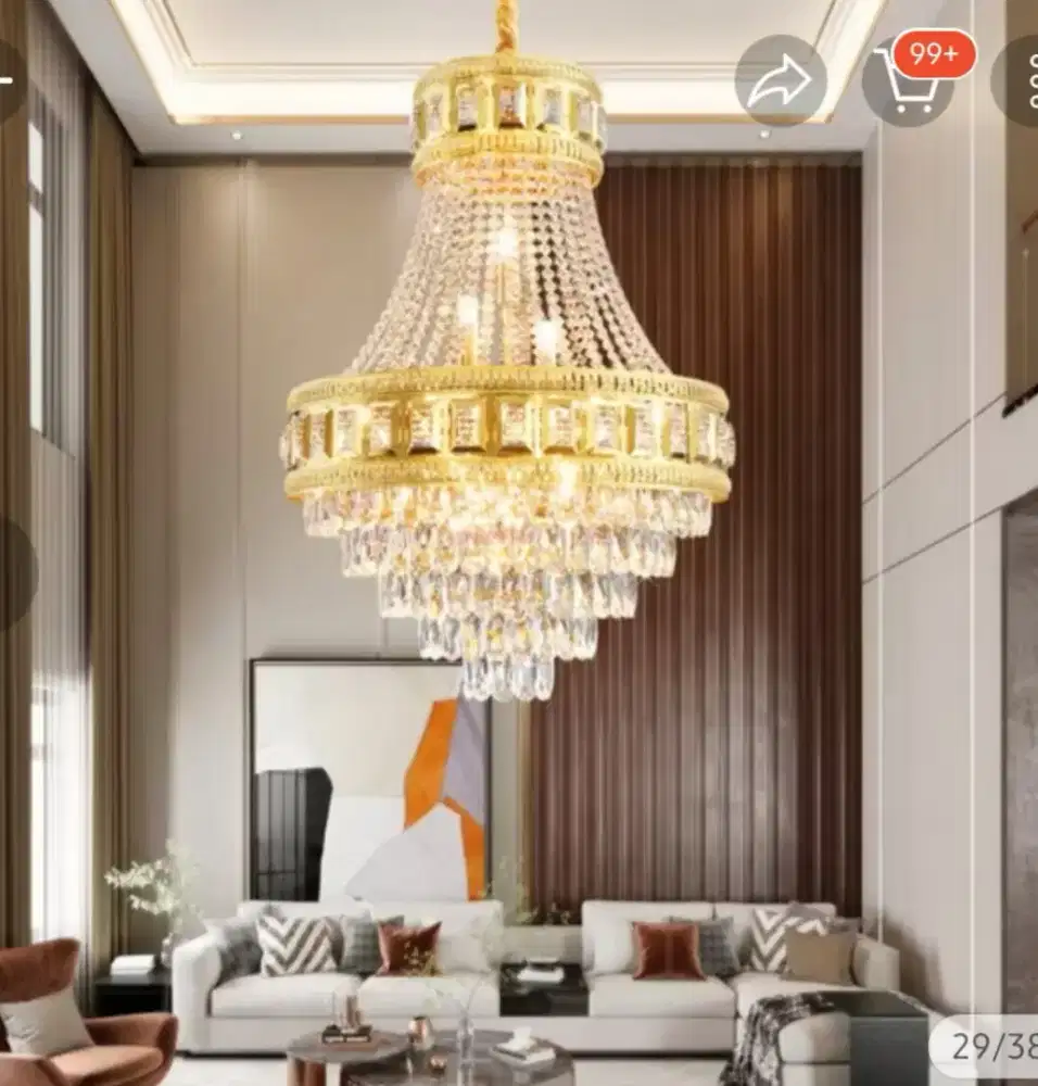 Lampu Gantung Kristal Double - Layer 60cm