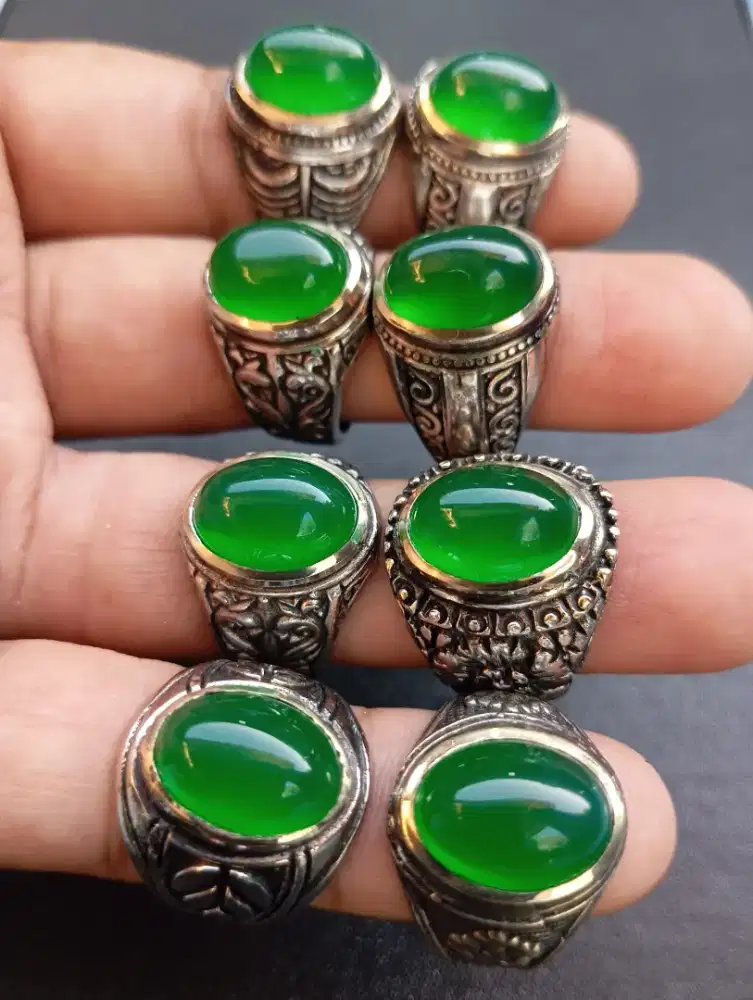 Batu cincin natural green calcedony