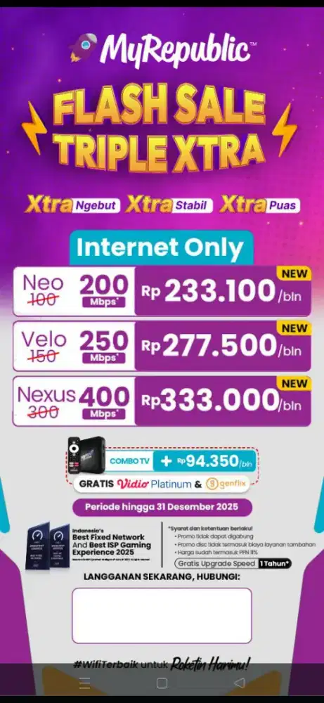BSD Promo terbaru internet myrepublic / pemasangan internet