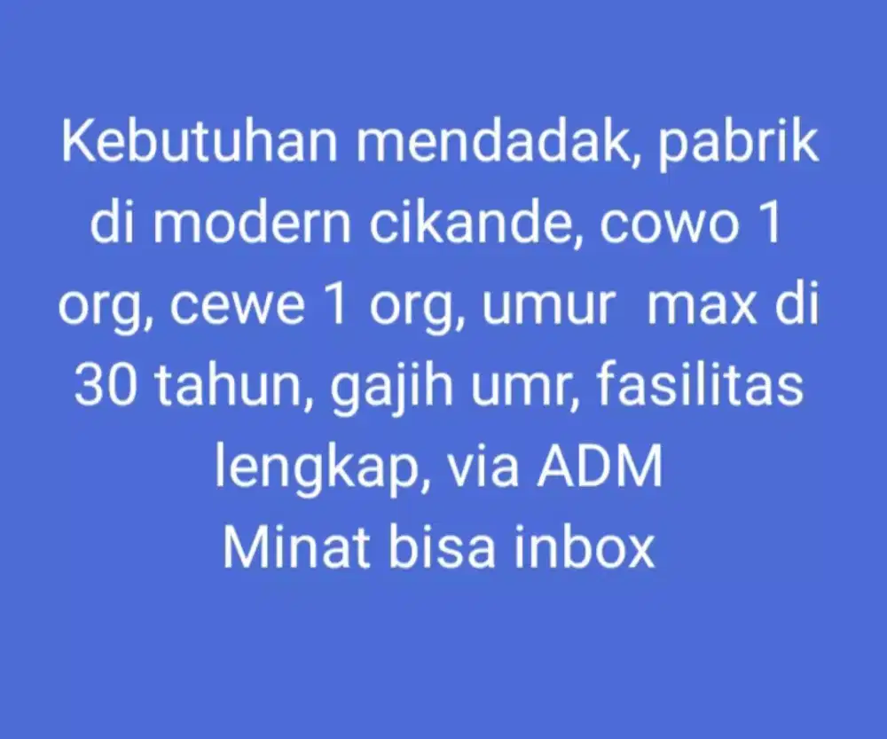 Lowongan kerja modern cikande