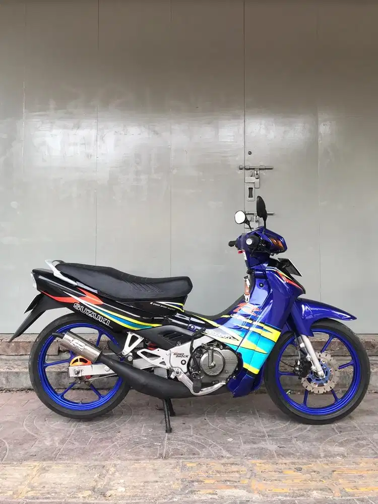 Satria 120 RU 2 Tak Lumba 2003 Biru Hitam Special Edition ss komplit