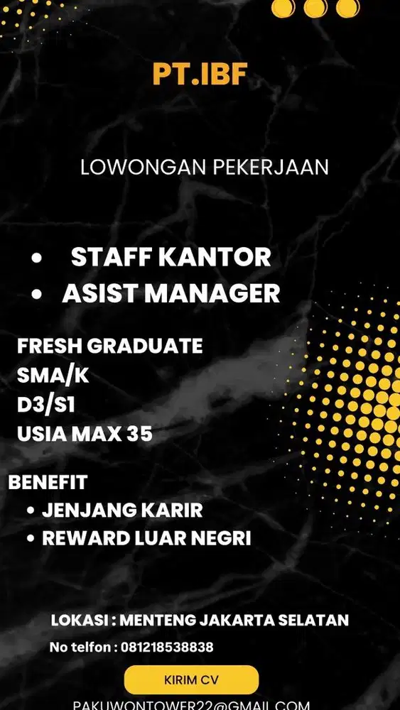 Di buka lowongan pekerjaan