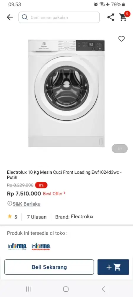 PROMO KREDIT ELECTROLUX 10 KG MESIN CUCI FRONT LOADING