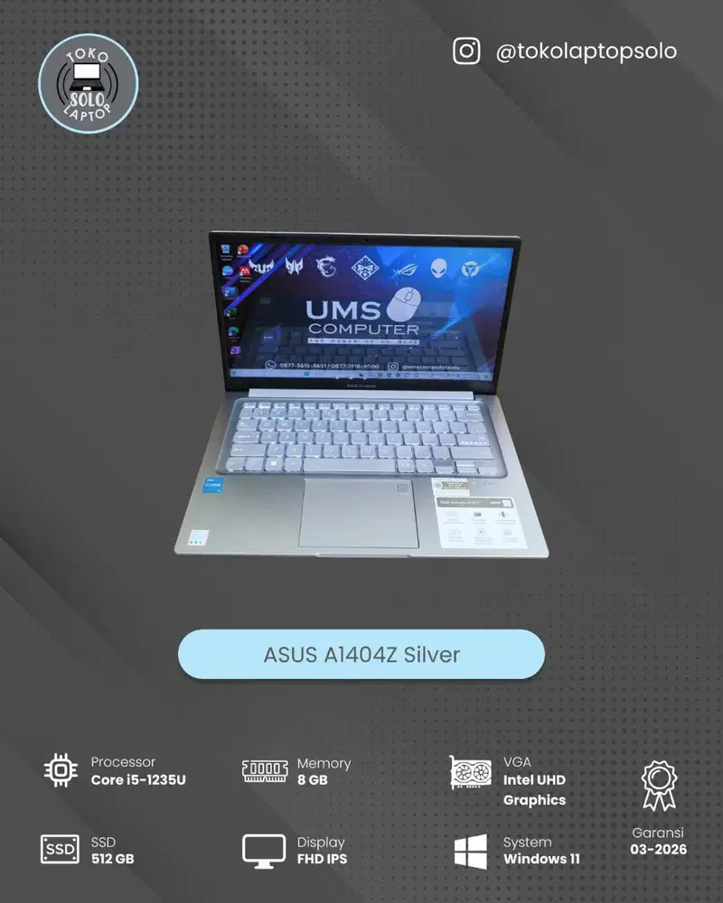 ASUS A1404Z Silver INTEL Core i5-1235U RAM 8GB SSD 512GB Intel UHD