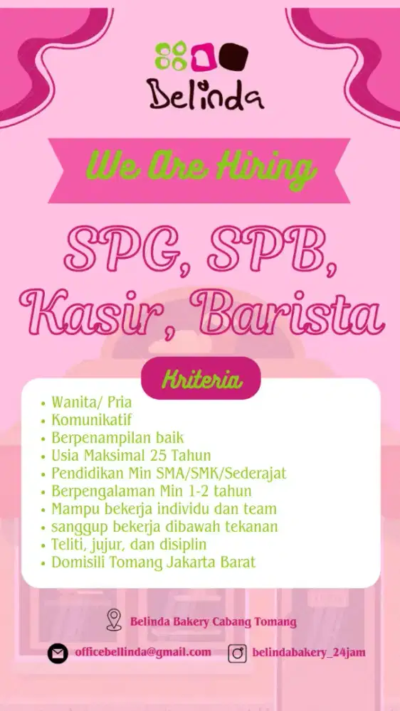 Dibutuhkan SPG, SPB, KASIR dan BARISTA