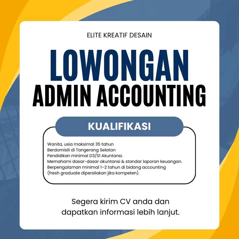 Dibutuhkan Segera Admin Accounting