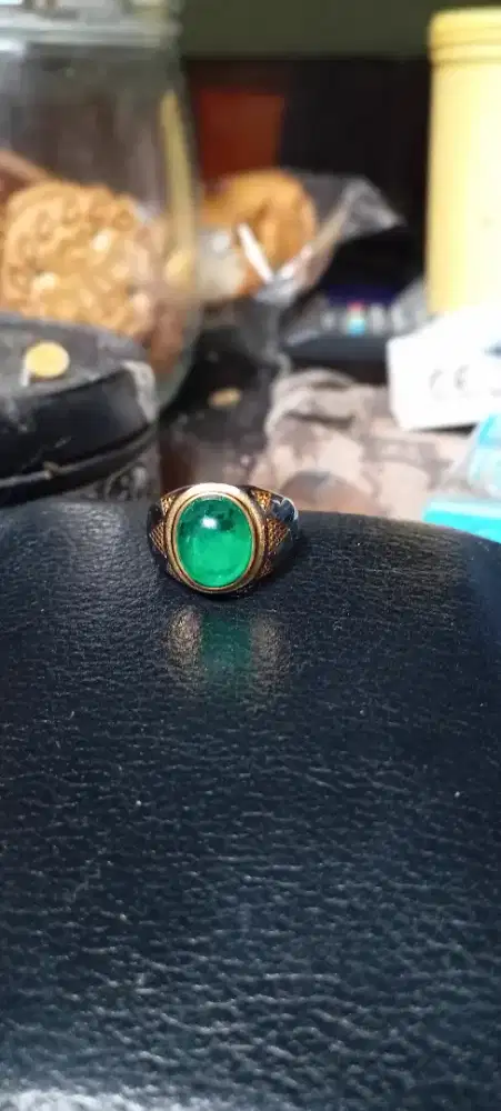 Batu jamrud Rusia ikatan alpaka ring 9 size kantoran