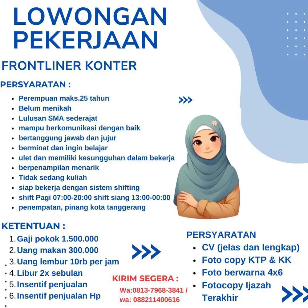 Lowongan kerja Frontliner konter