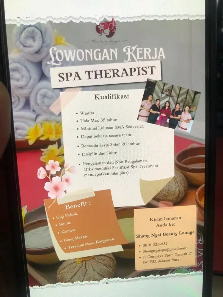 Lowongan SPA Therapist