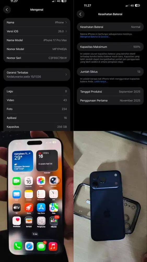 Dijual Iphone 17 ProMax 256GB Deep Blue