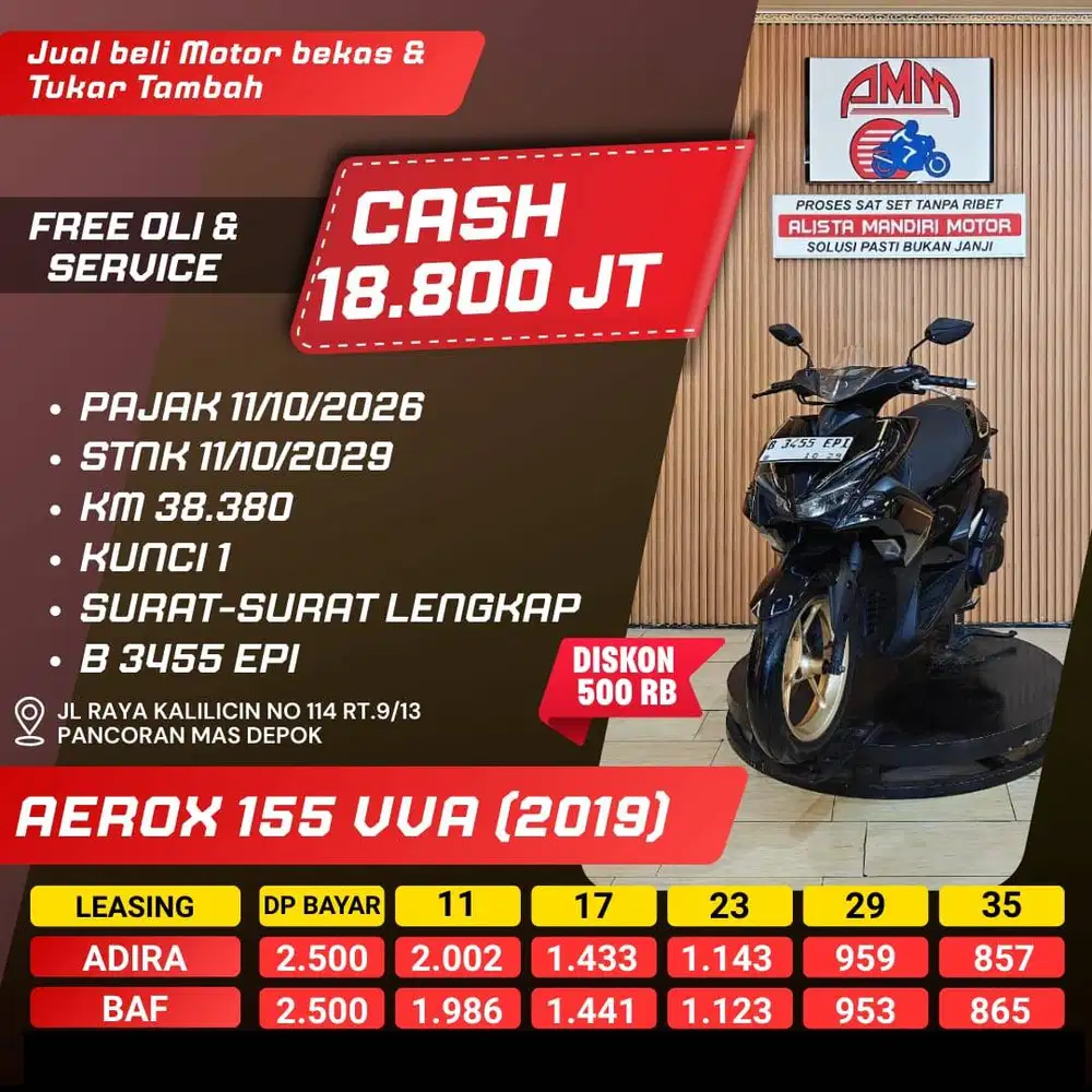 AEROX VVA TH 2019 BISA CASH/KREDIT/TRADE IN/BAYAR PAKAI CC/PAYLATER